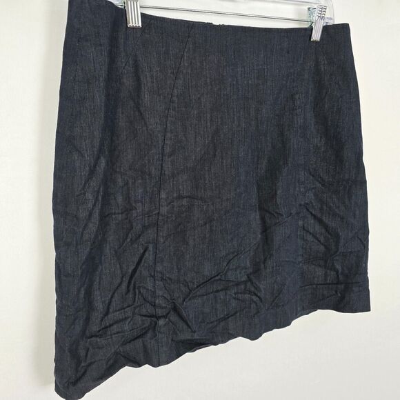 Ann Taylor Loft Mini Skirt Women's 12 Dark Blue Flat Front Zipper Lined - Picture 7 of 9